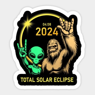 2024 Solar Eclipse Alien Bigfoot Rock April Gift For Men Women Sticker